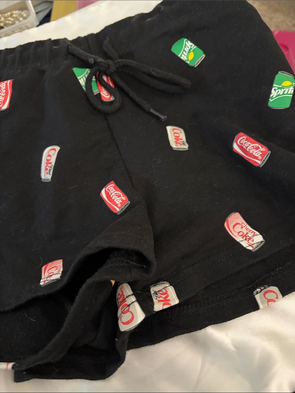 Black Soda Can Print Shorts
